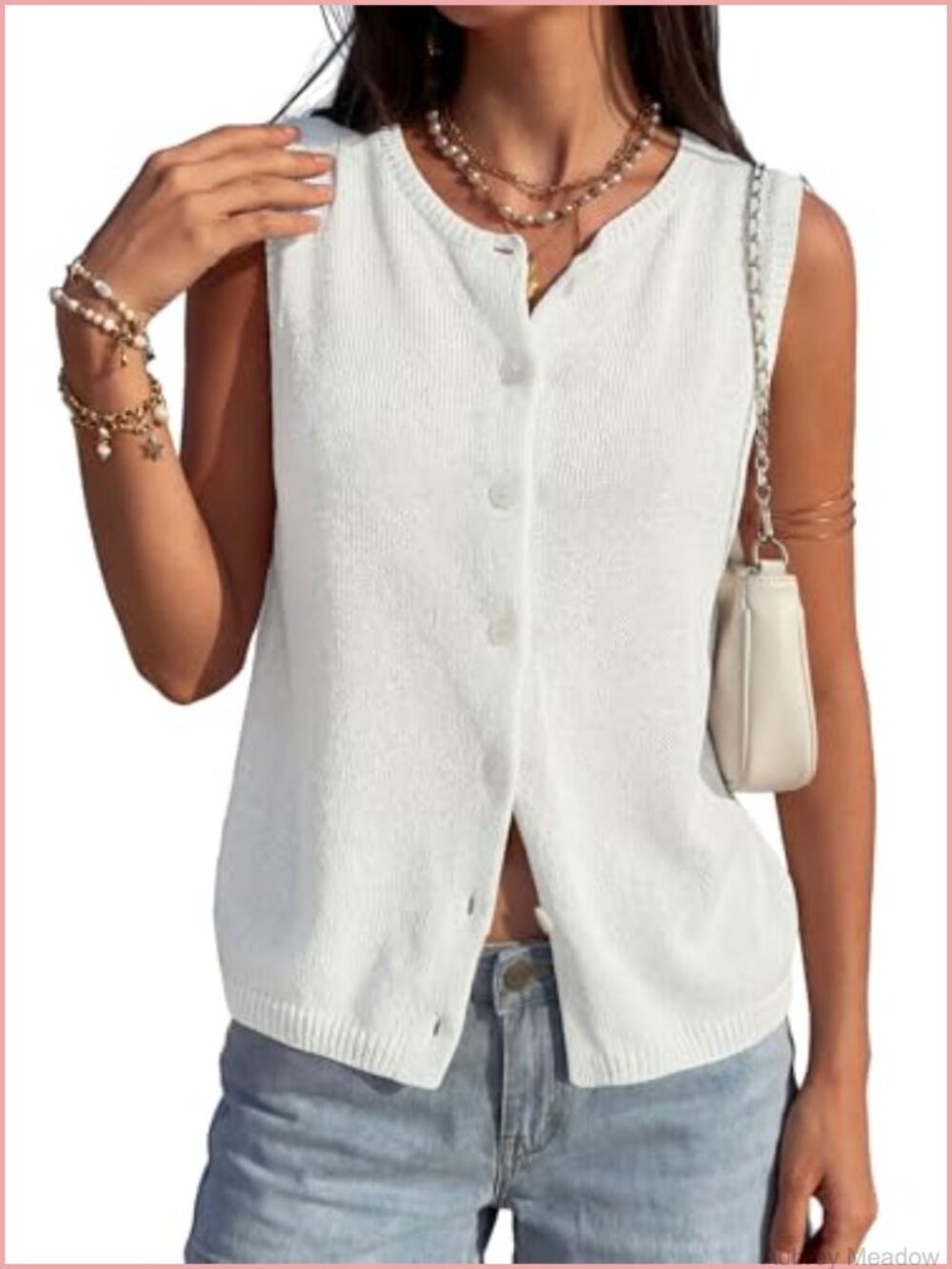Women's Button Up Sleeveless Knit Sweater Vest Top 100% Viscose